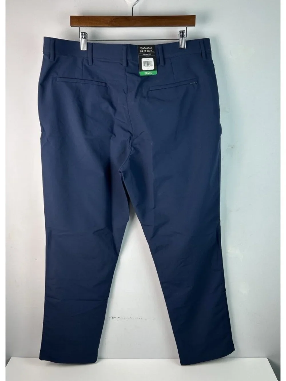 Banana Republic Men's 38x30 Flat Front Stretch Tech Pants Blue Slim G2175 NWT